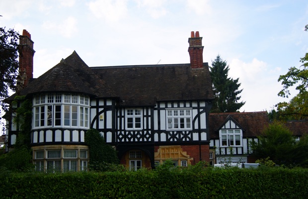 Exterior of a tudor style home